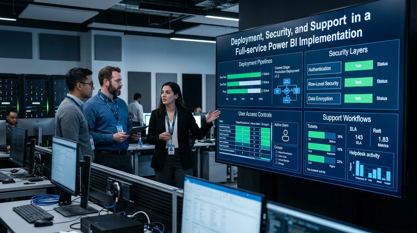 Deployment, Security, and Support in a Full-service Power BI Implementation
