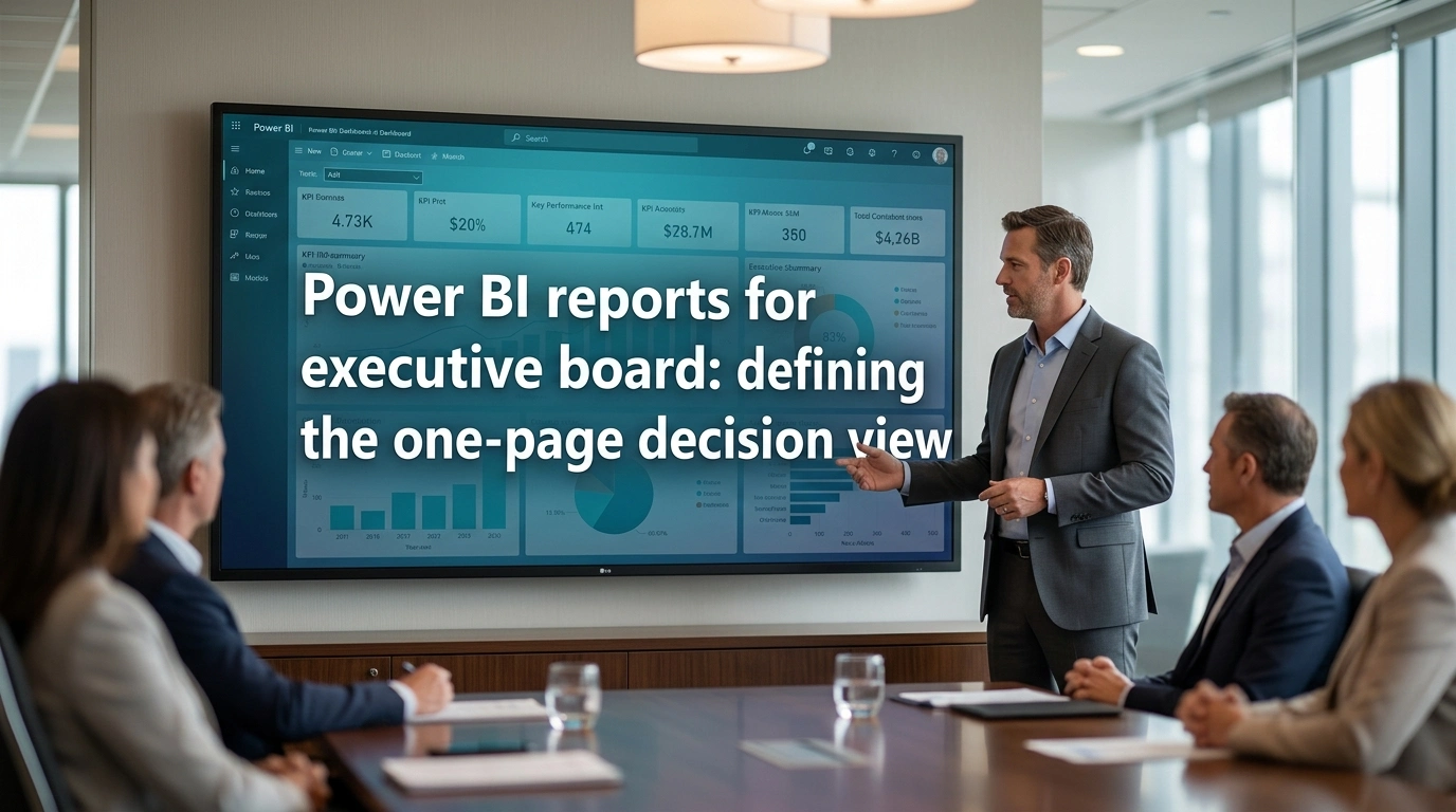 Power BI reports for executive board: defining the one-page decision view
